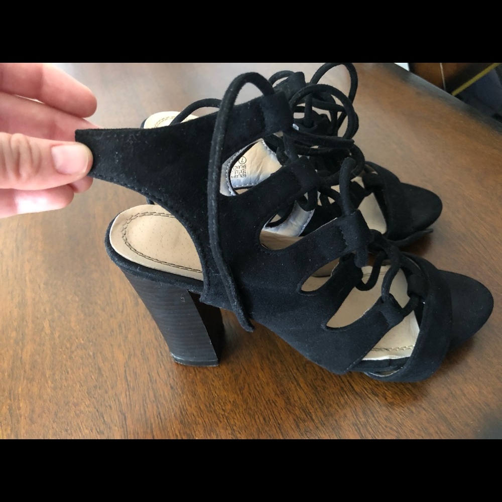 Black lace up heels